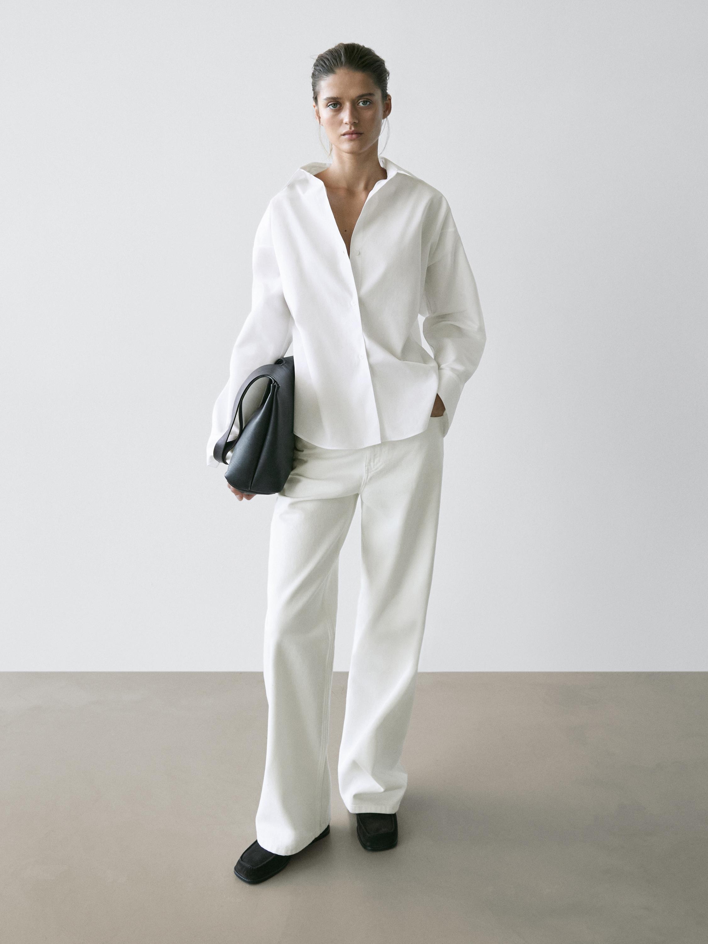 Chemise en popeline de coton à détail pince